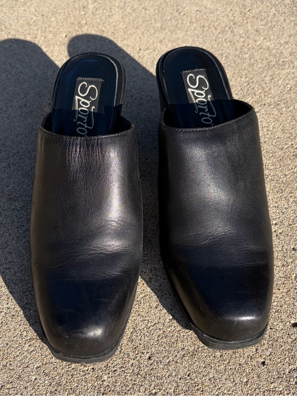 Y2K Black Leather Slip-On Mules